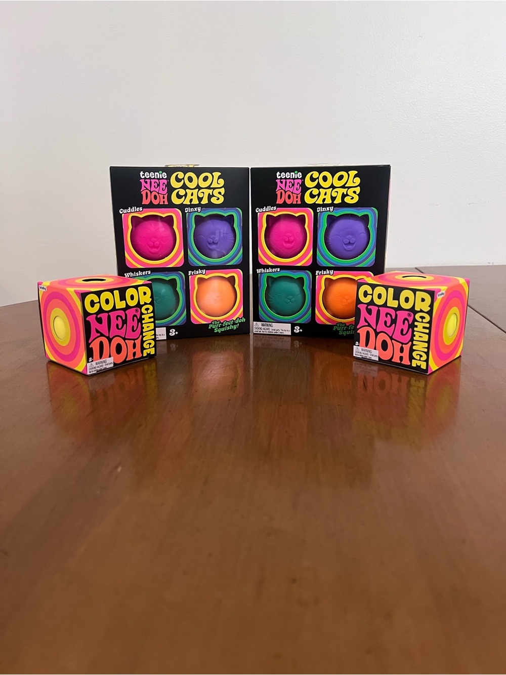 Needoh Teenie Cool Cats And Color Change Ball Lot Of 4 Authentic-Fast Shipping!